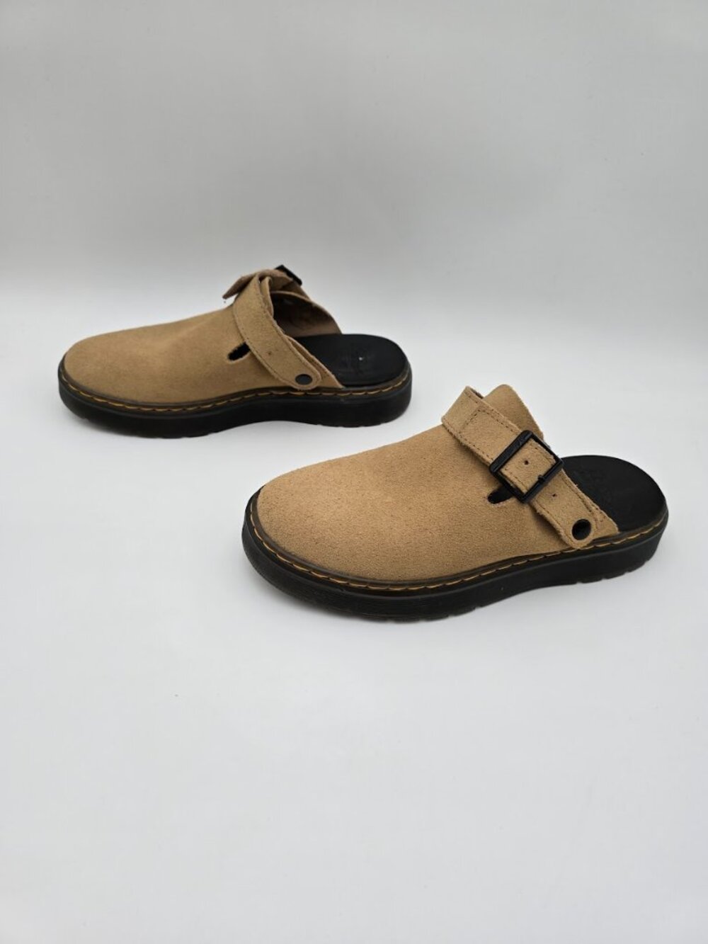 Dr. Martens Carlson Suede Slingback Mules in the color Savannah Tan Size 8